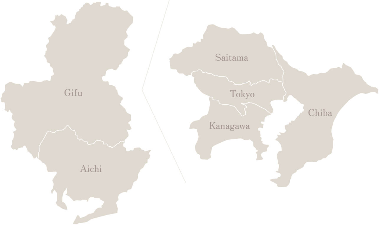 Tokyo, Kanagawa, Saitama, Chiba, Gifu, Aichi