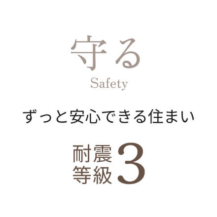 守る Safety　ずっと安心できる住まい　耐震等級３