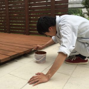 ウッドデッキお手入れしました。