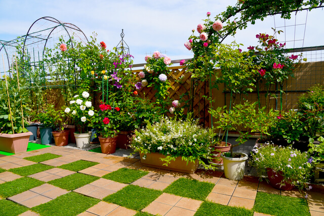 緑豊かな屋上庭園